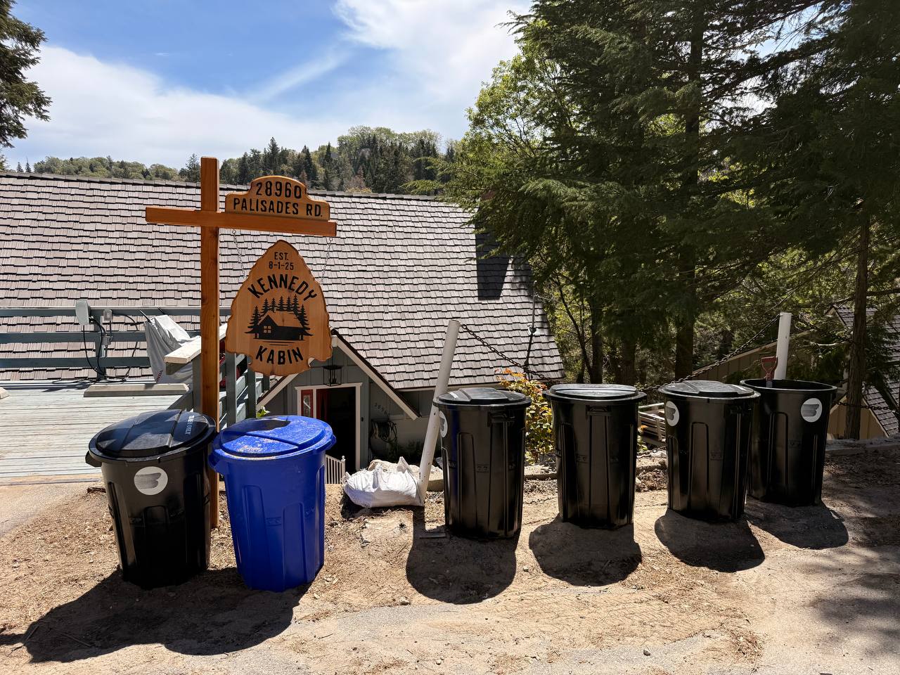 Trash and recycling area at Kennedy Kabin